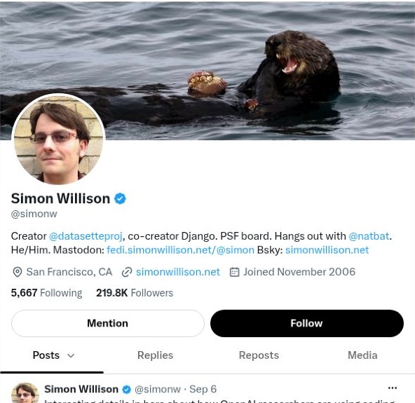 Simon Willison · 主页截图